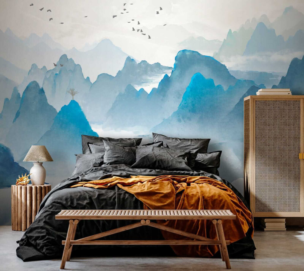 Blue peaks over water — interior 2