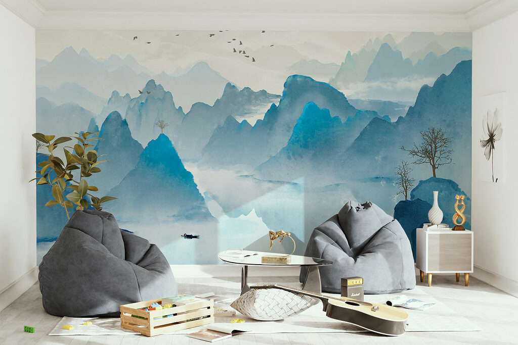 Blue peaks over water — interior 11