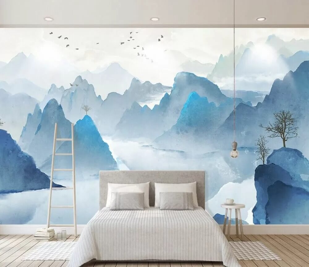 Blue peaks over water — interior 1