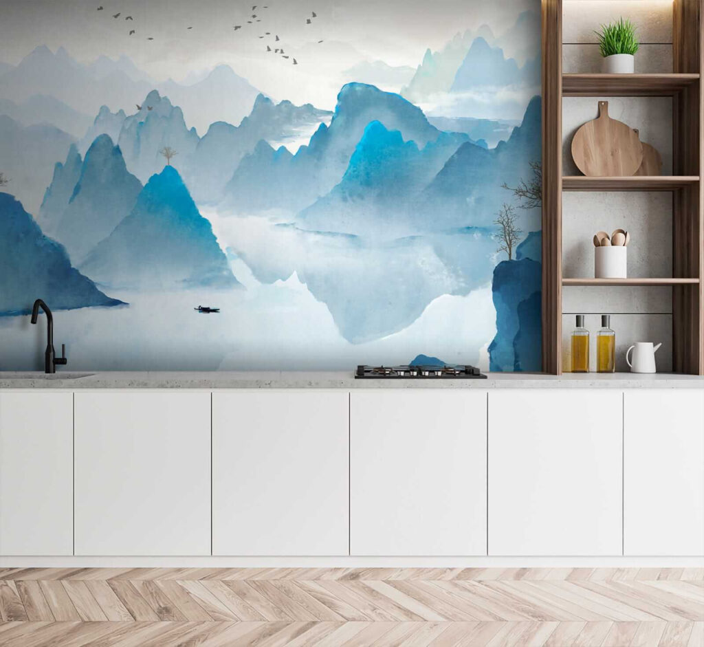 Blue peaks over water — interior 7