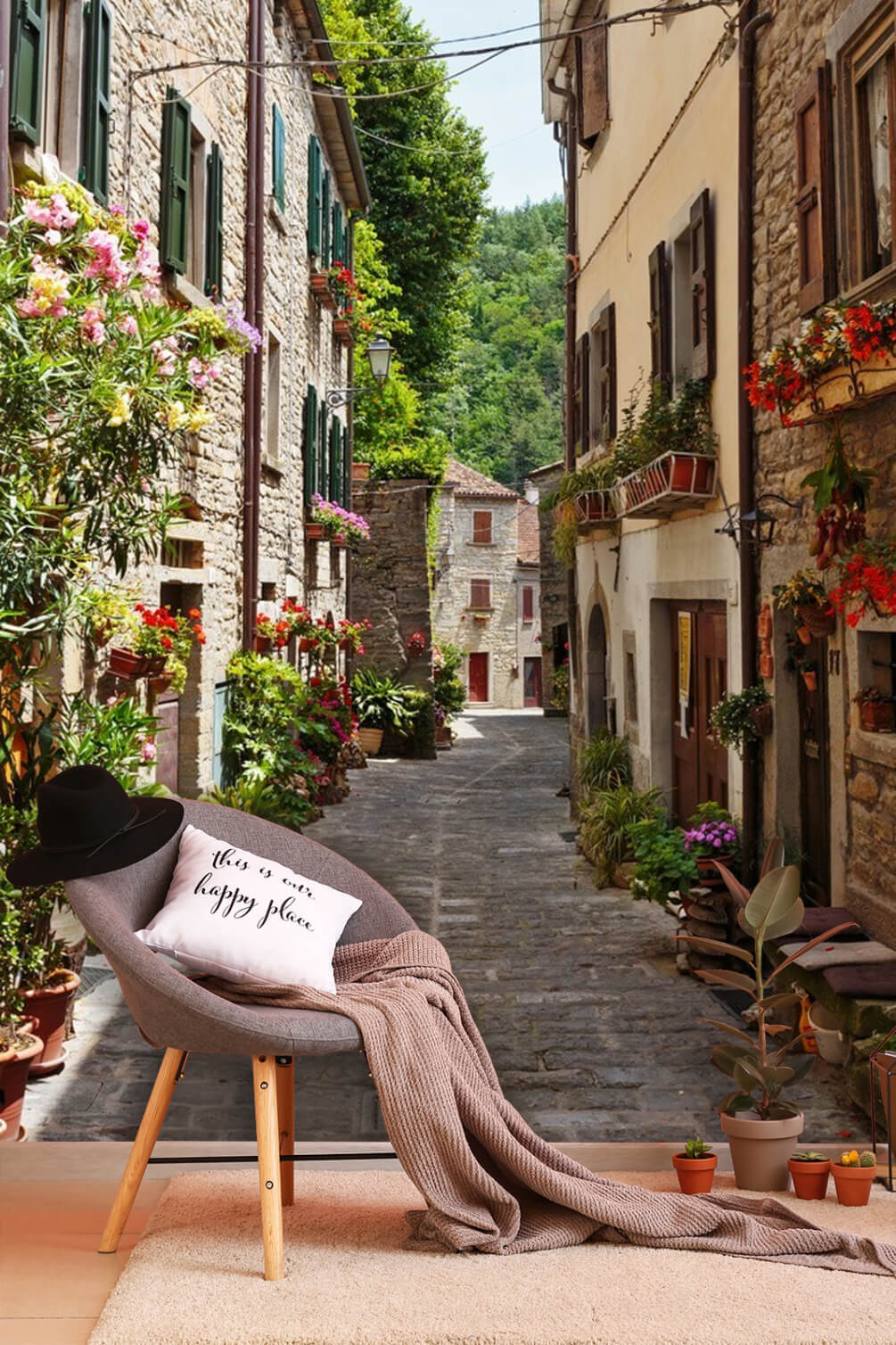 Village lane with flowers — interior 1