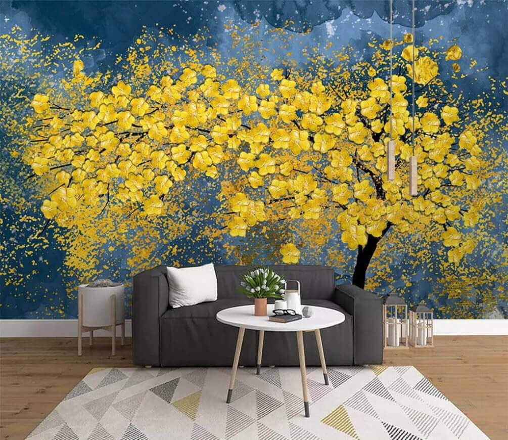 Yellow tree on blue — interior 1