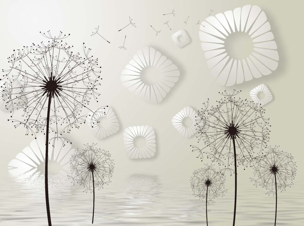 Plumes beside white blooms — full design