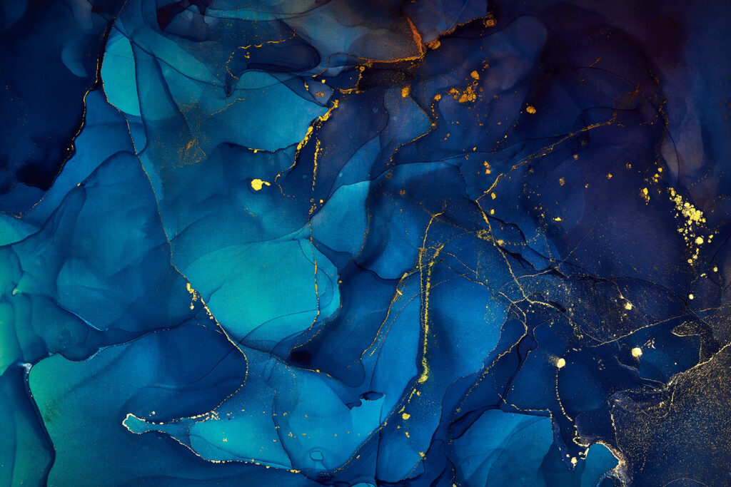 Deep blue with gold — full design