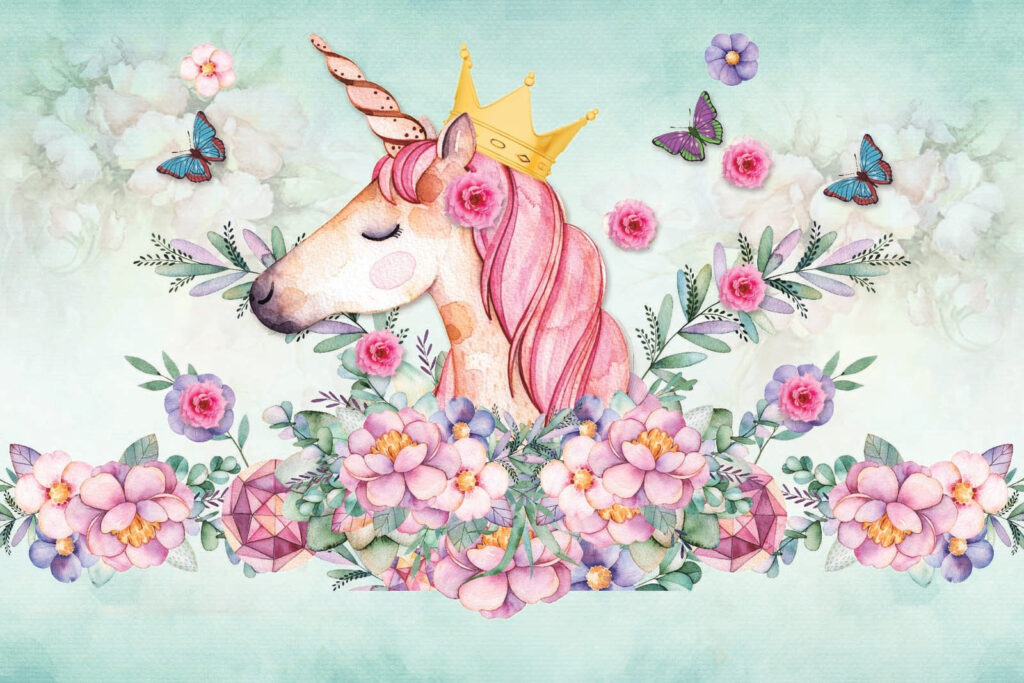 Unicorn with flower crown — full design