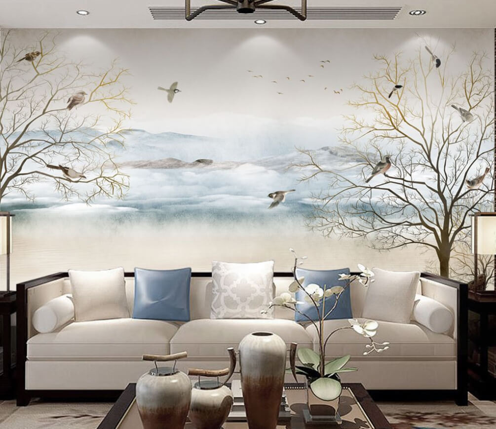 Birds among bare branches — interior 1