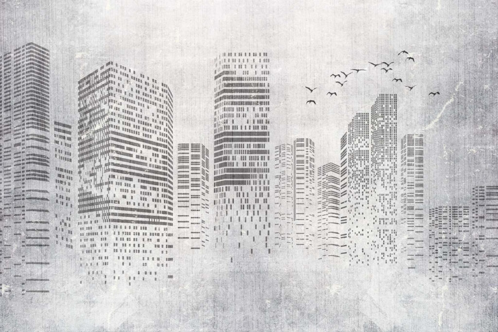 City facades in grey — full design
