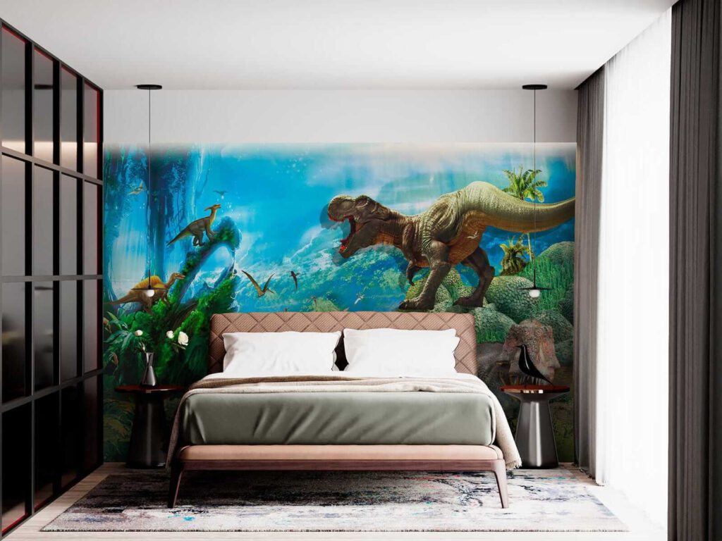 Dinosaurs in blue jungle — interior 3