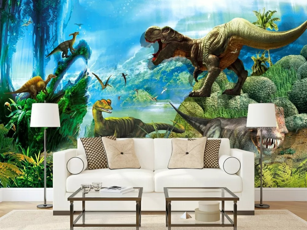 Dinosaurs in blue jungle — interior 1