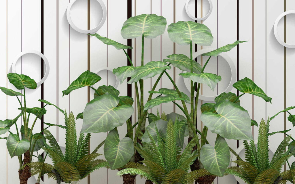 Green leaves, white circles — full design