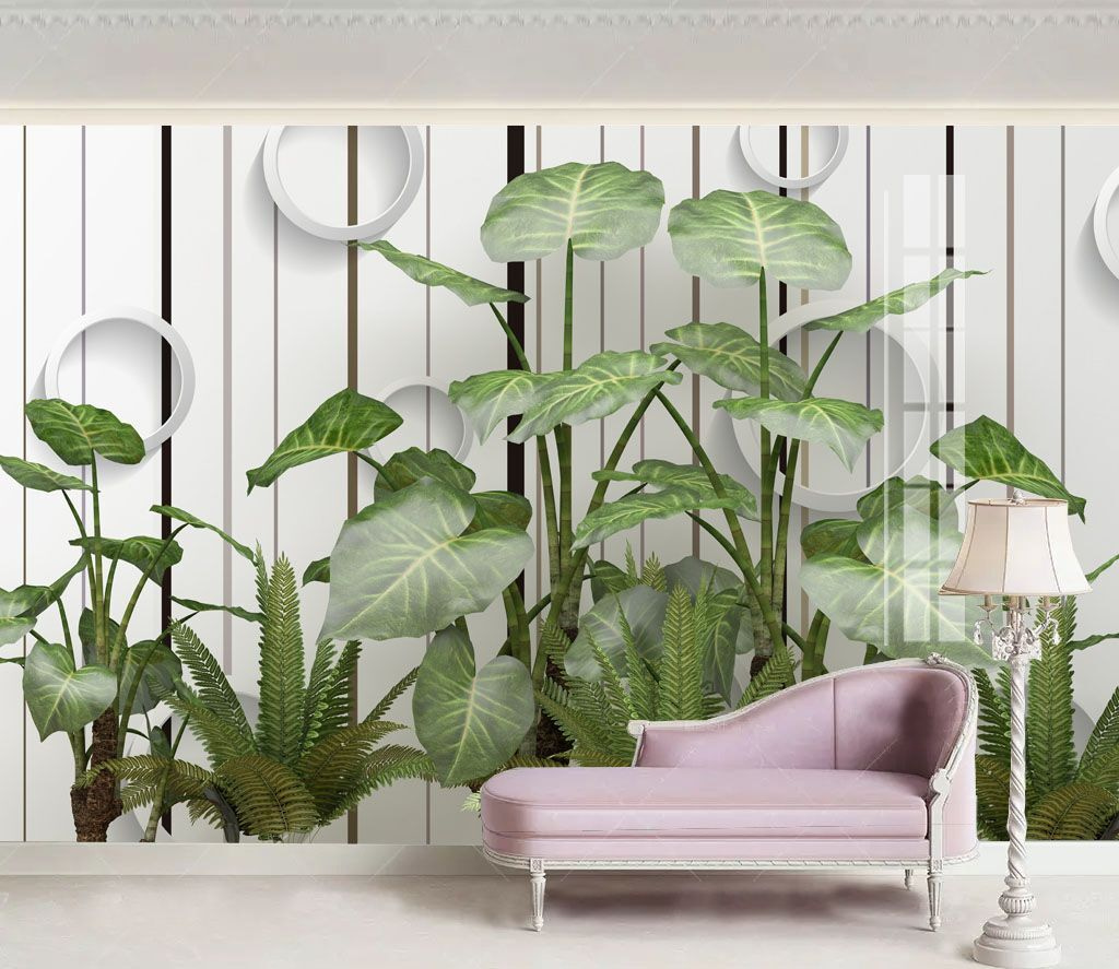 Green leaves, white circles — interior 1