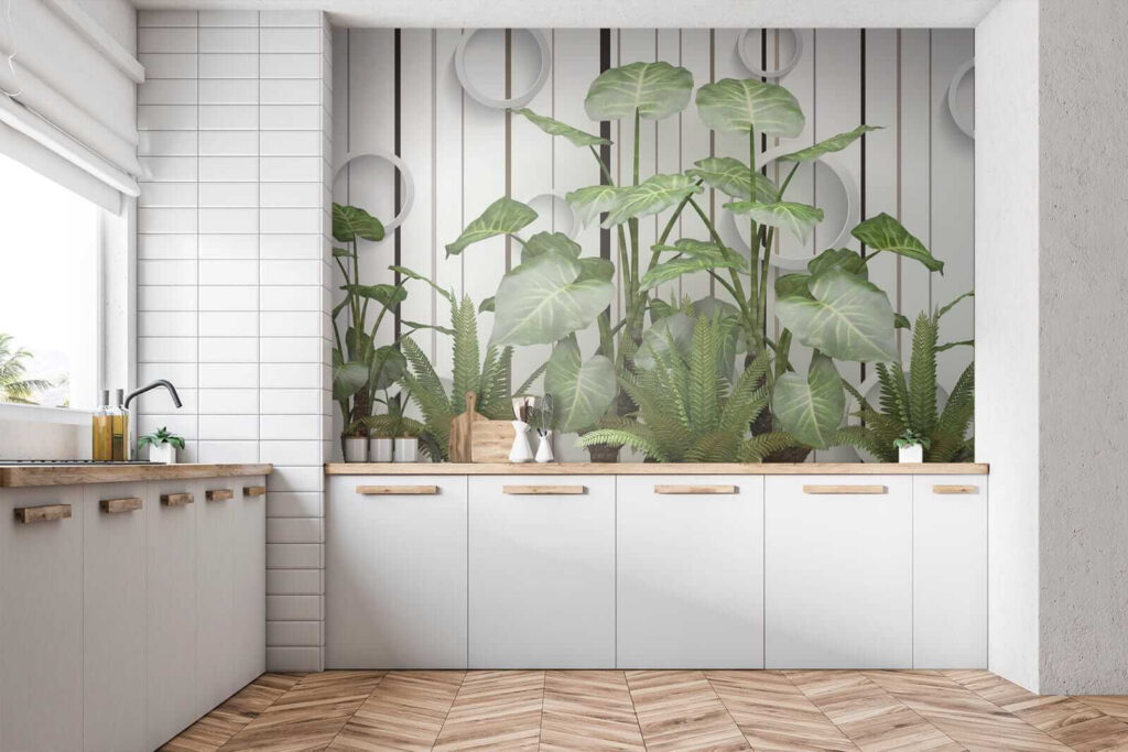 Green leaves, white circles — interior 6