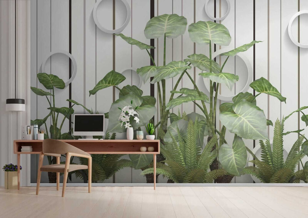 Green leaves, white circles — interior 9