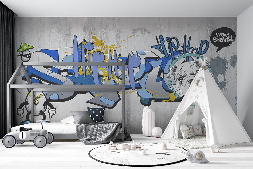 Letters among cartoon figures — interior 3