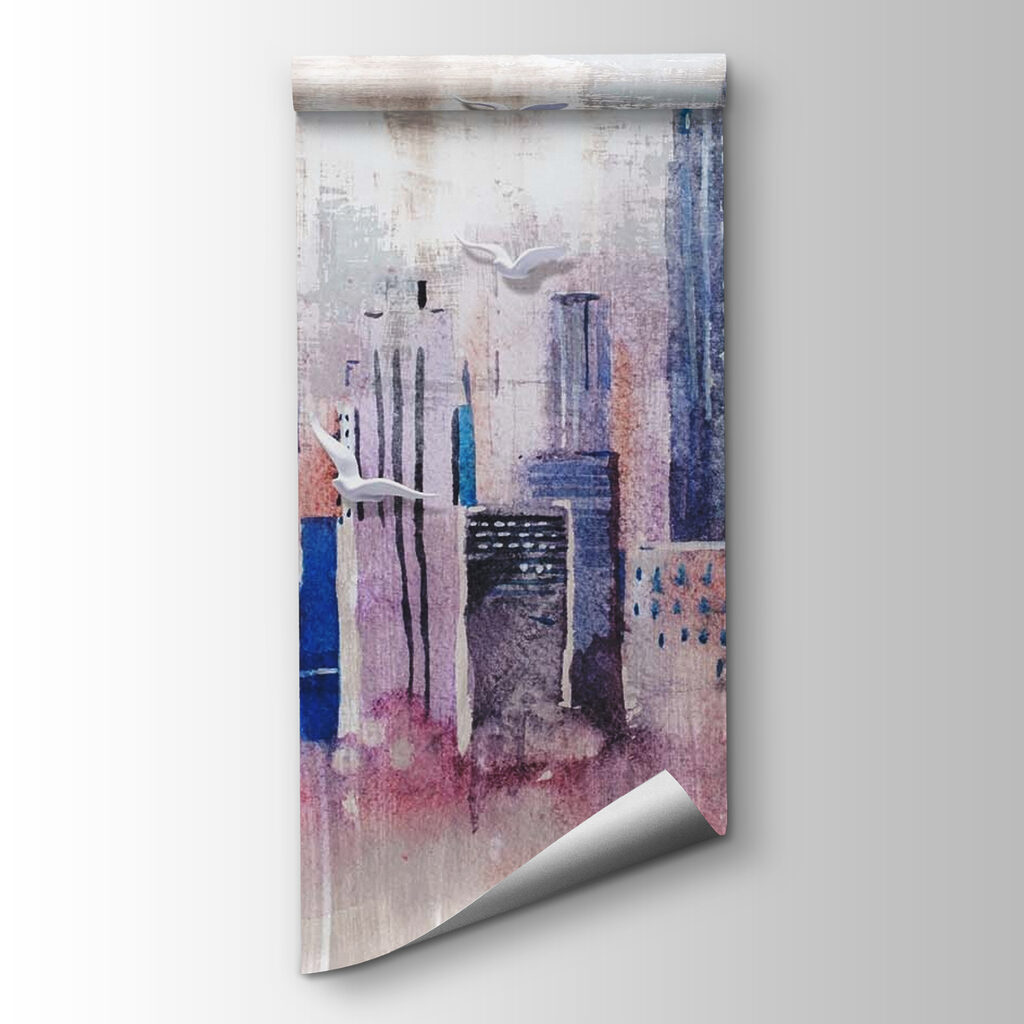 Purple watercolour skyscrapers — product view