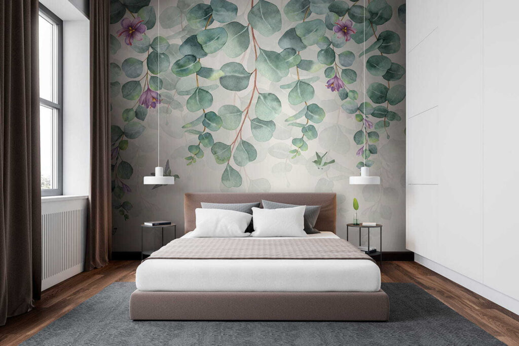 Hanging leaves, lilac blooms — interior 2