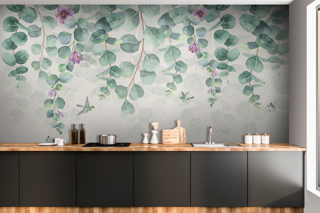 Hanging leaves, lilac blooms — interior 10