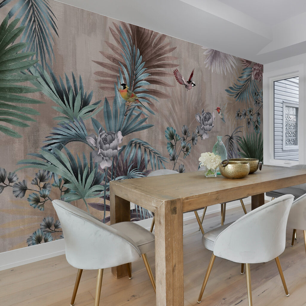 Birds among grey-blue fronds — interior 2