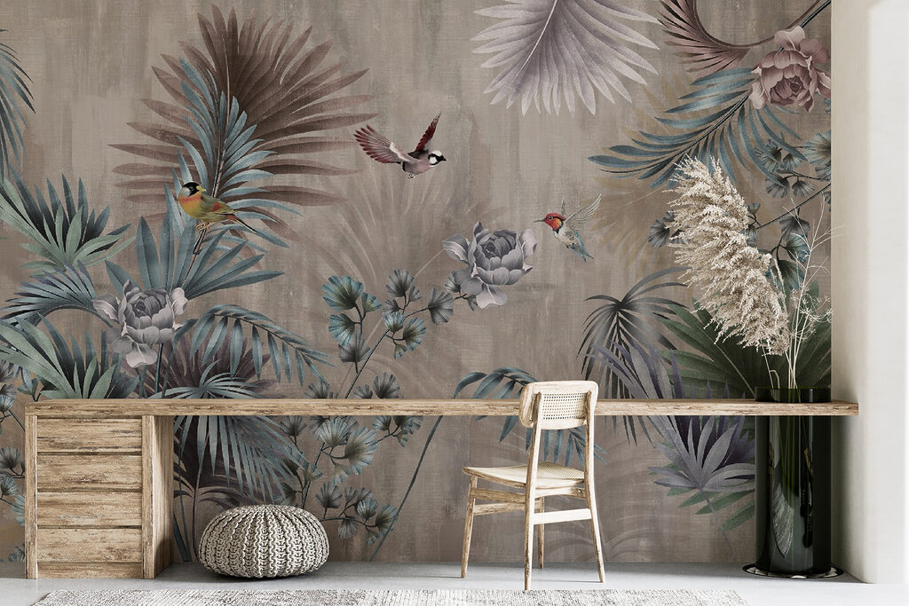 Birds among grey-blue fronds — interior 3