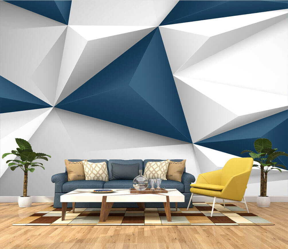 Blue and white facets — interior 1