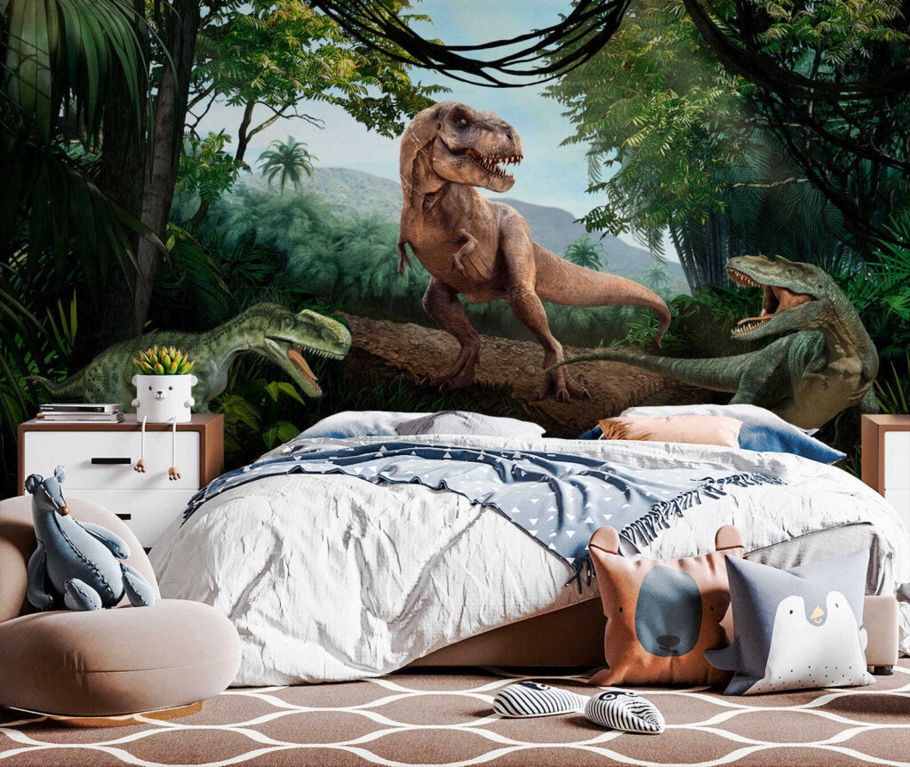 Dinosaurs on forest rock — interior 2