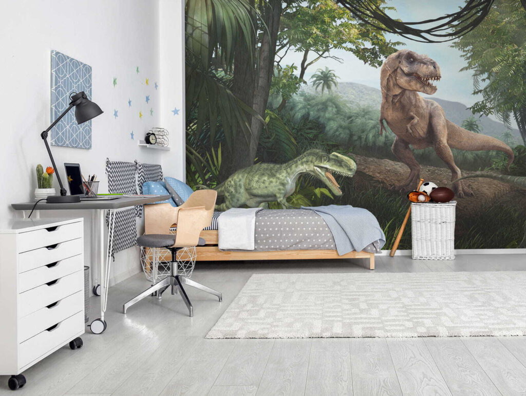 Dinosaurs on forest rock — interior 3