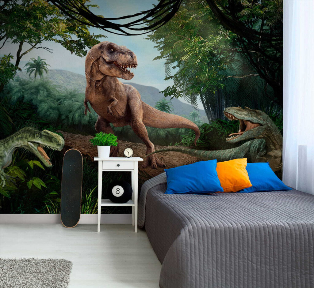 Dinosaurs on forest rock — interior 1