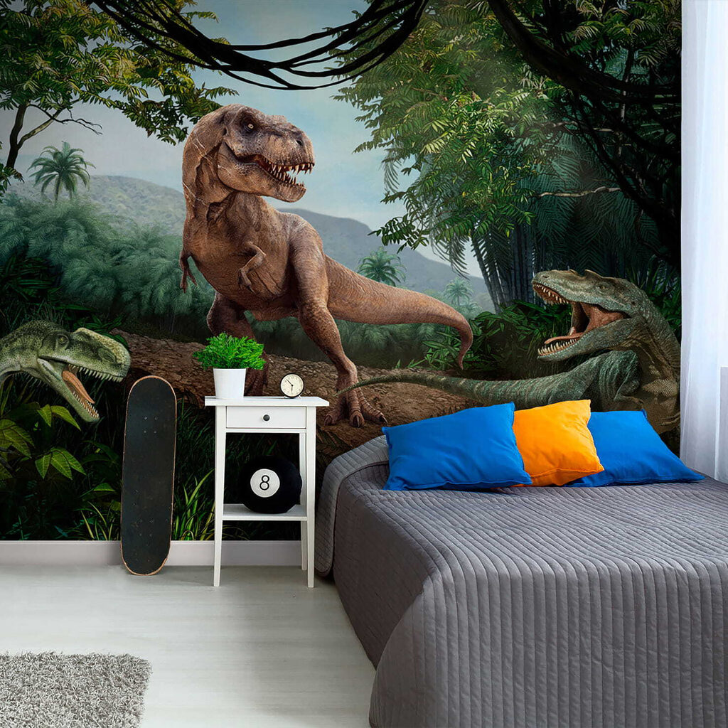 Dinosaurs on forest rock — interior 5
