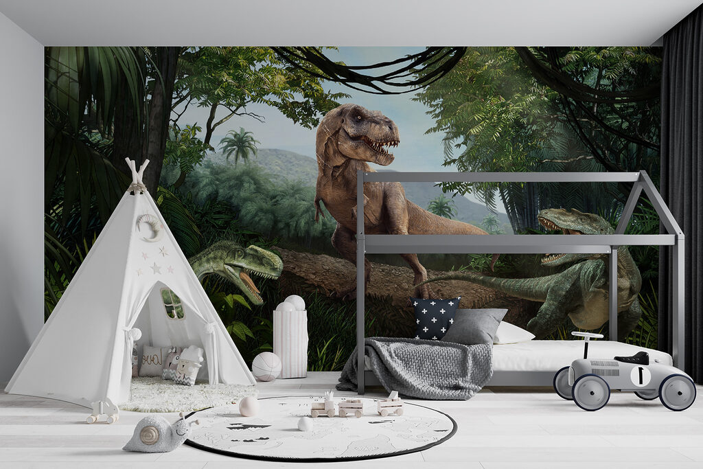 Dinosaurs on forest rock — interior 6
