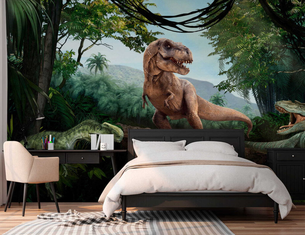 Dinosaurs on forest rock — interior 4