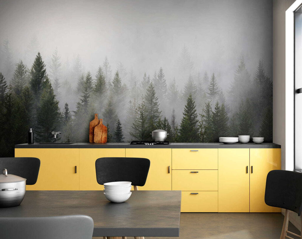 Pines fading into mist — interior 6