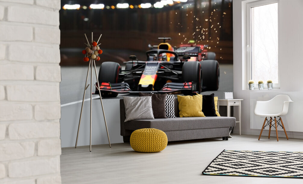 Race car through sparks — interior 1