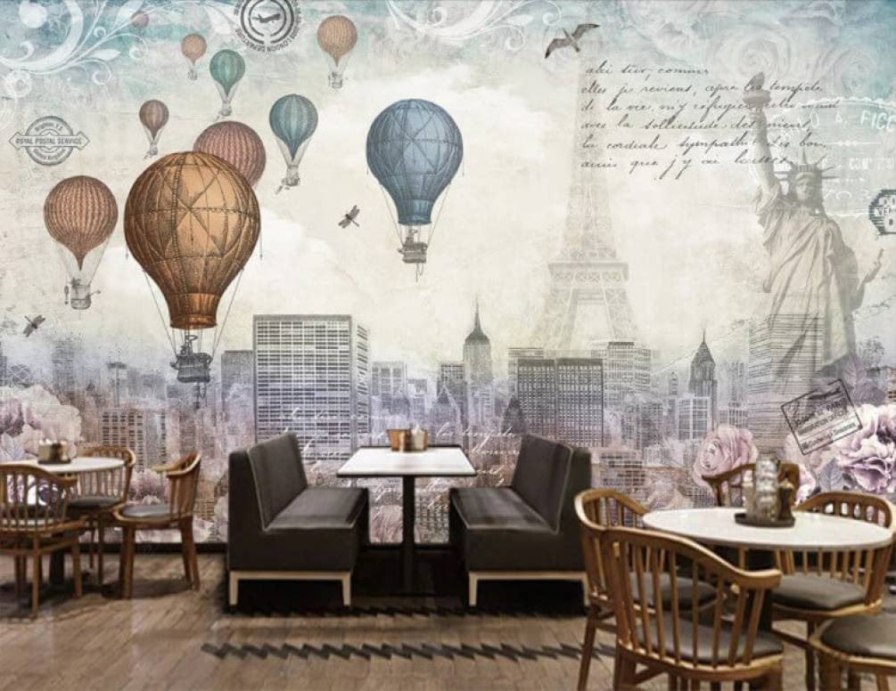 Balloons above old towers — interior 1