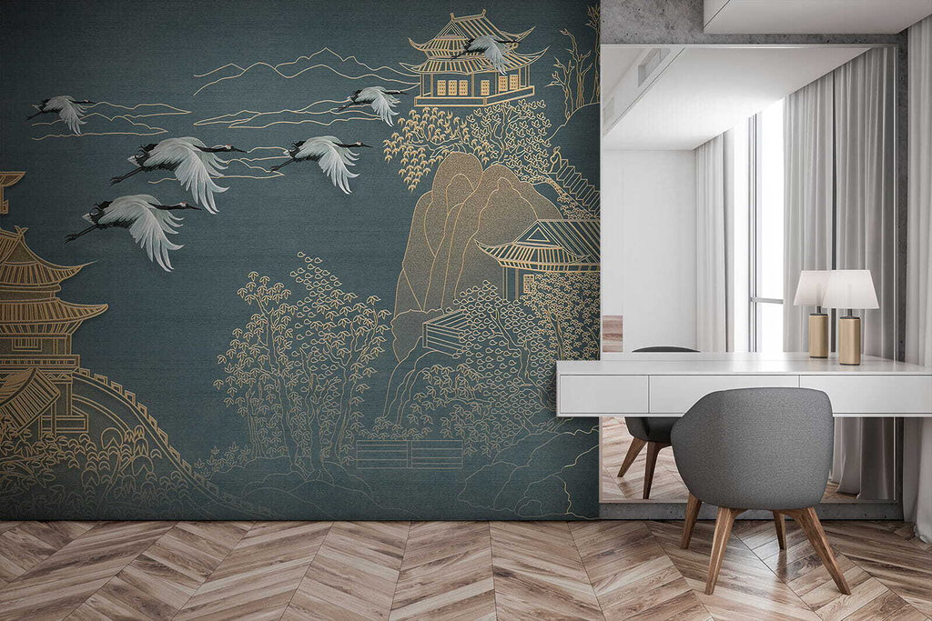 Cranes among golden pagodas — interior 12
