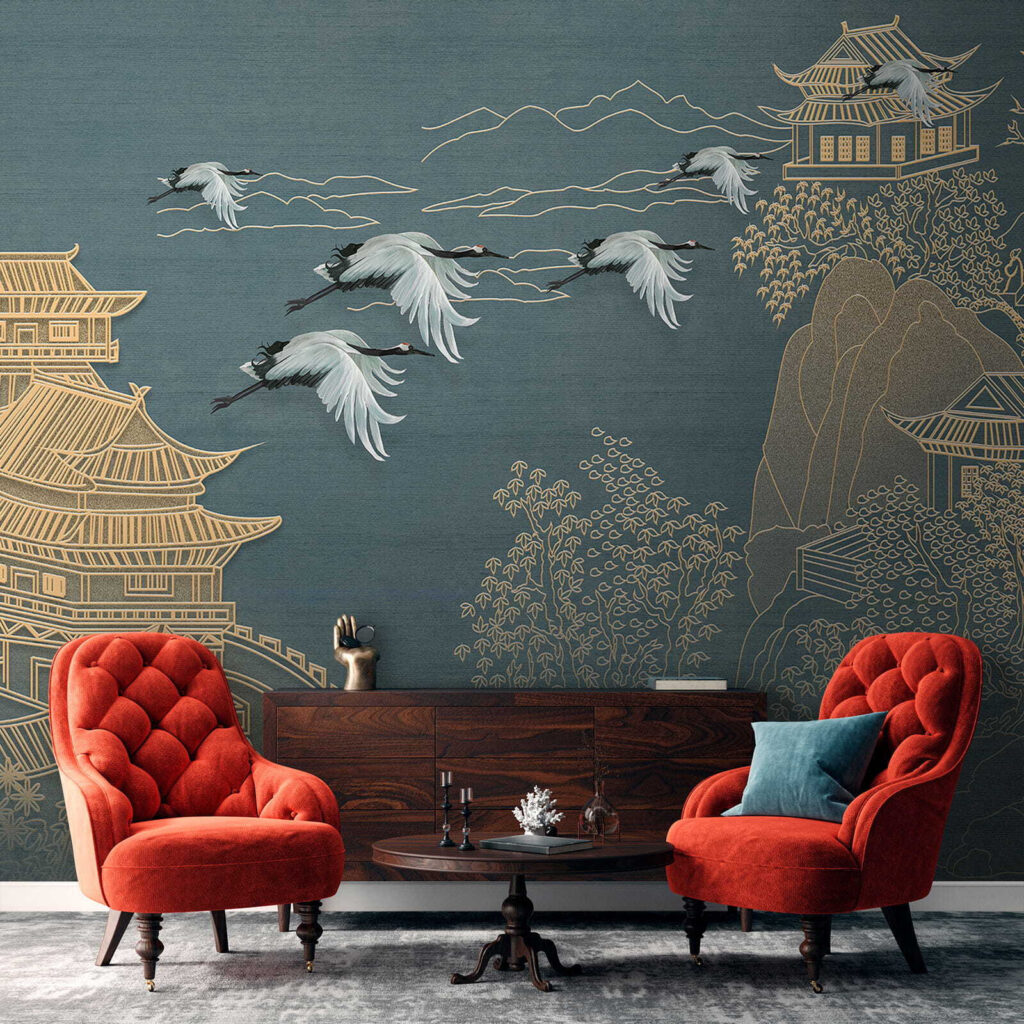 Cranes among golden pagodas — interior 6