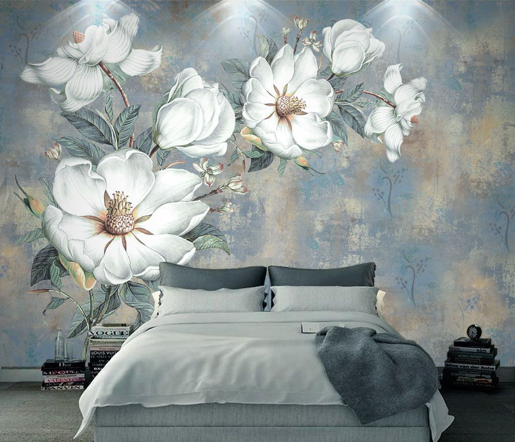 Magnolia on old blue — interior 1