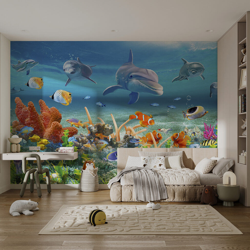 Dolphins above coral — interior 7