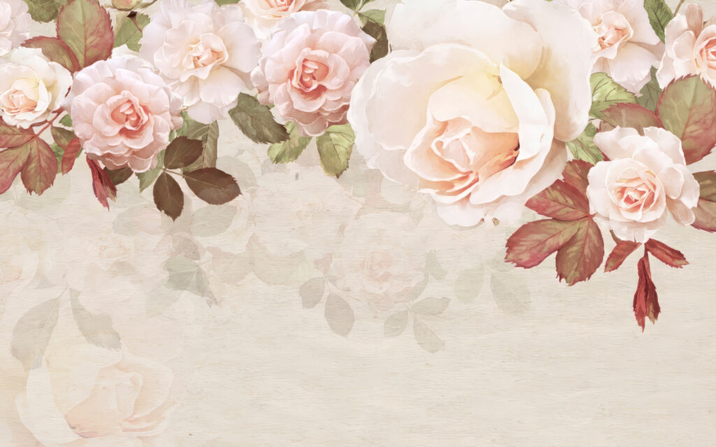 Roses along cream tones — full design