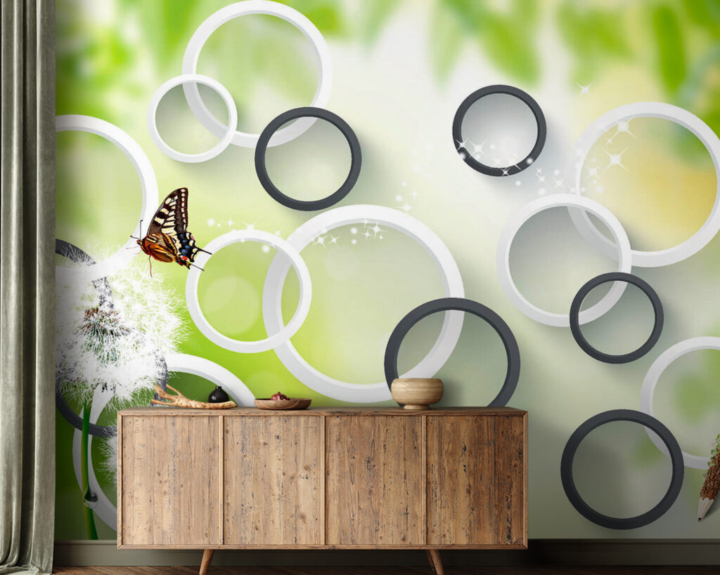 Circles among white plumes — interior 1