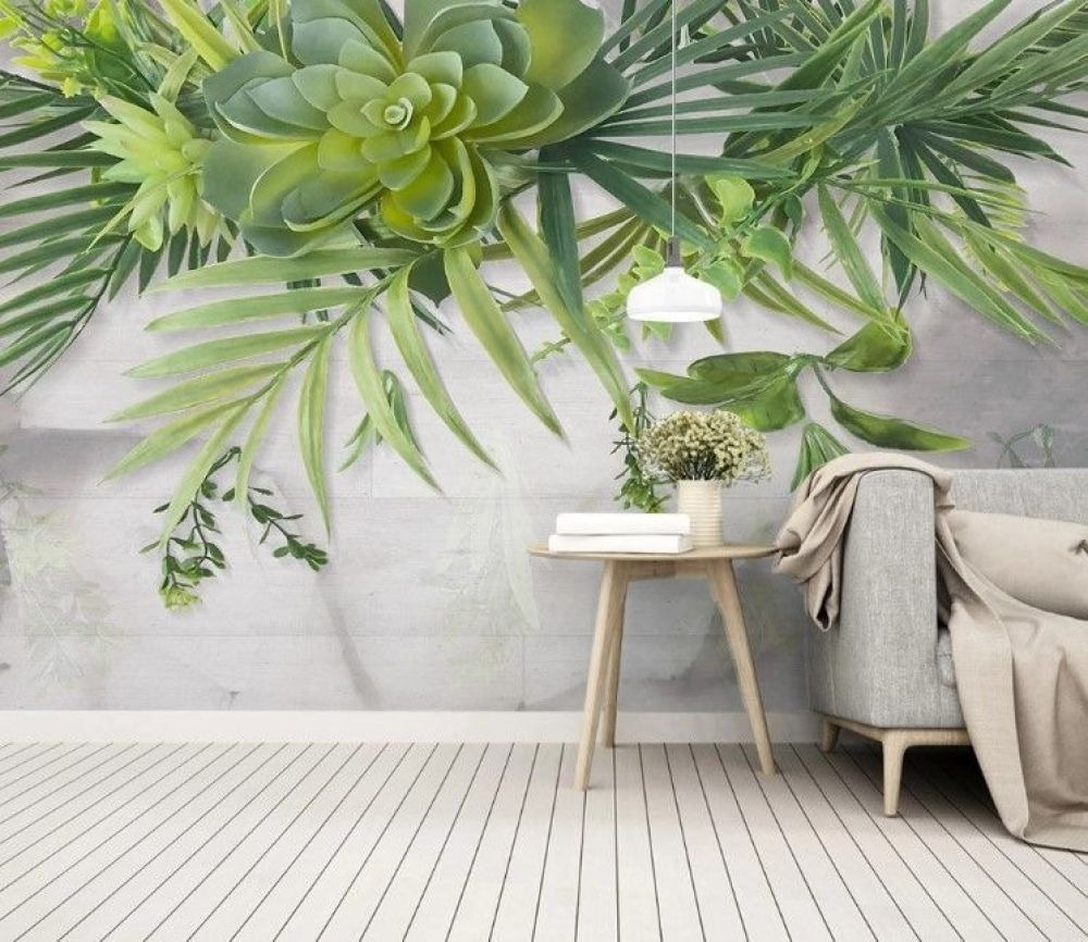 Hanging leaves and succulents — interior 1