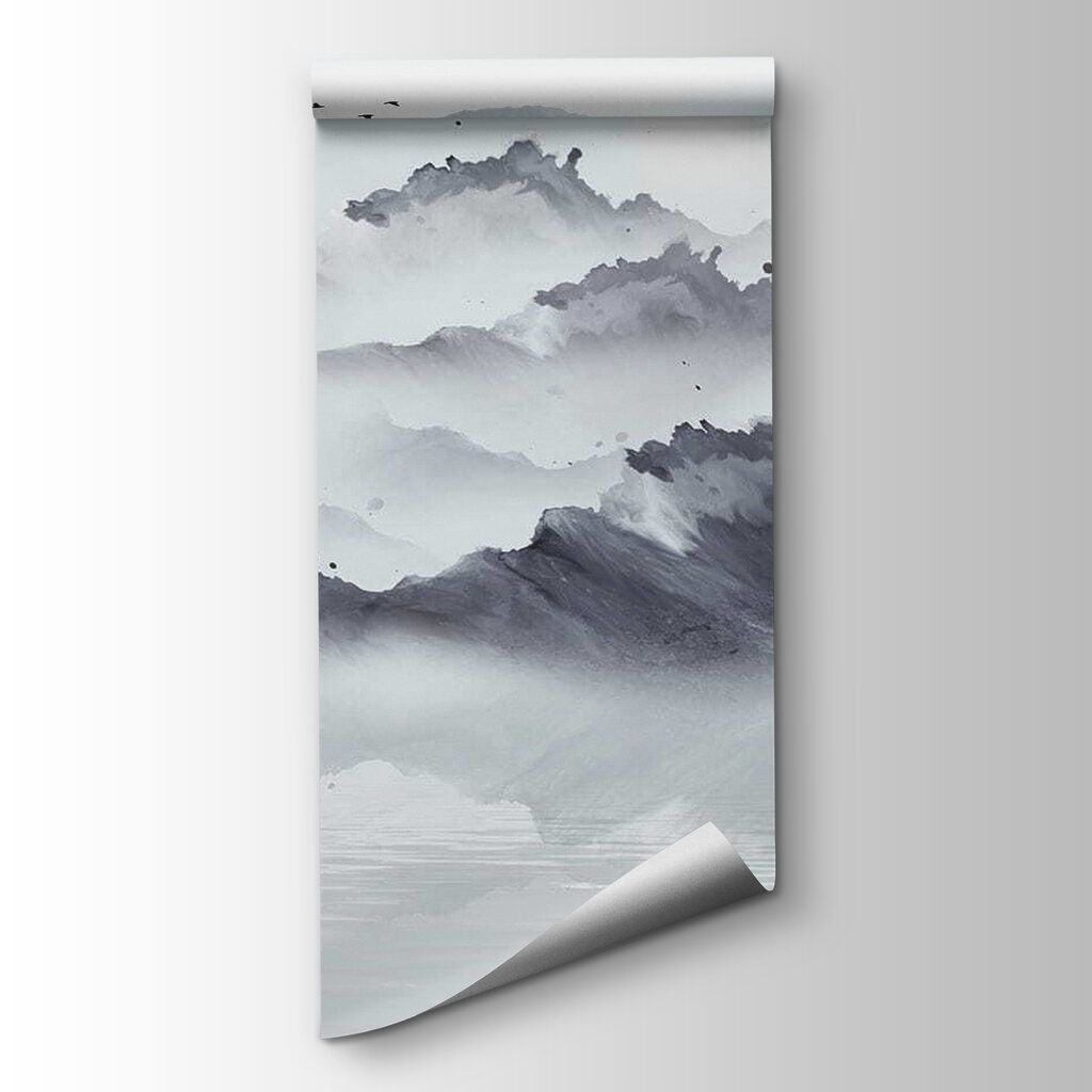 Boat among grey mountains — product view