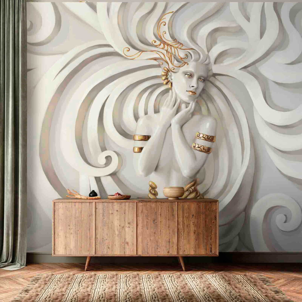 Woman among white curls — interior 2