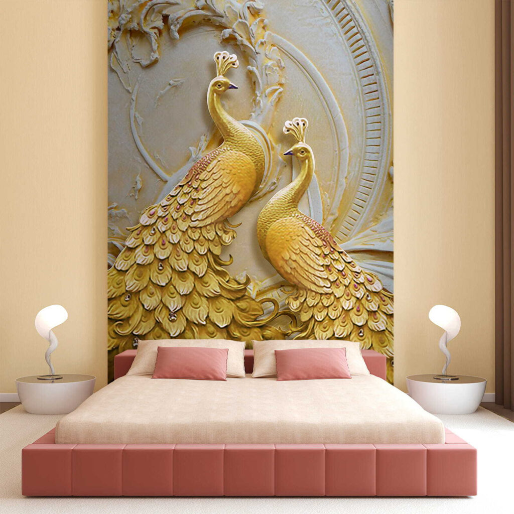 Golden peacocks in relief — interior 2