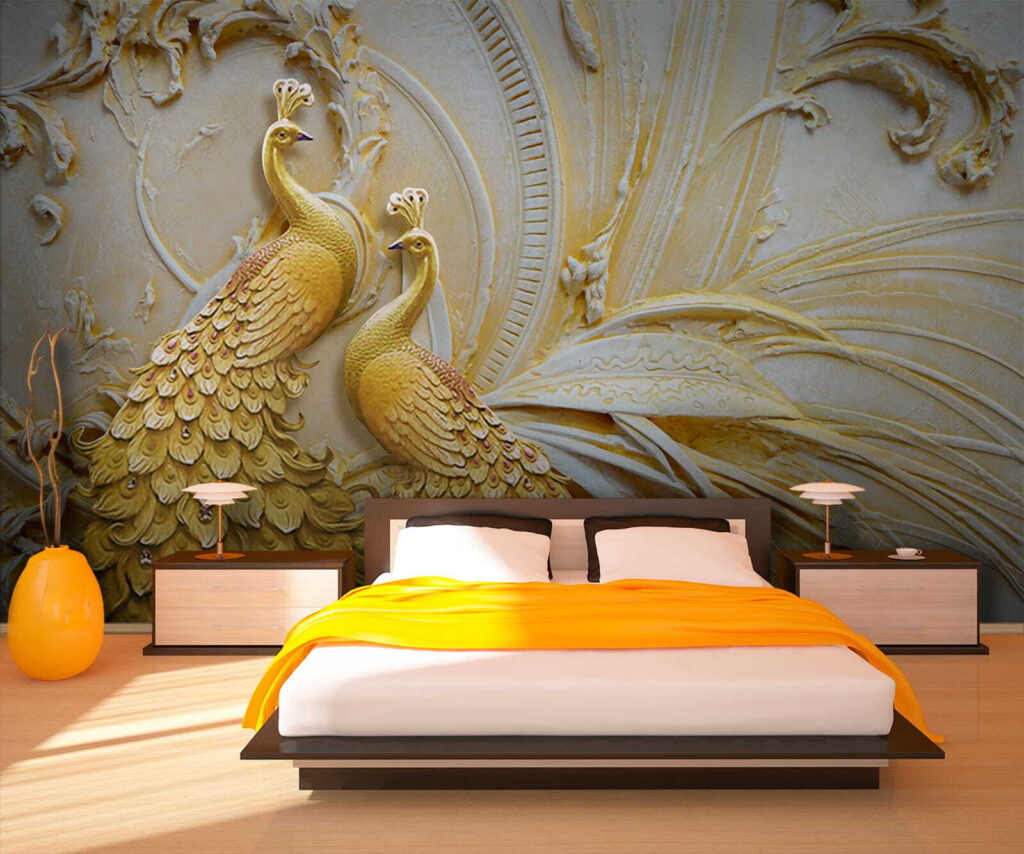 Golden peacocks in relief — interior 4