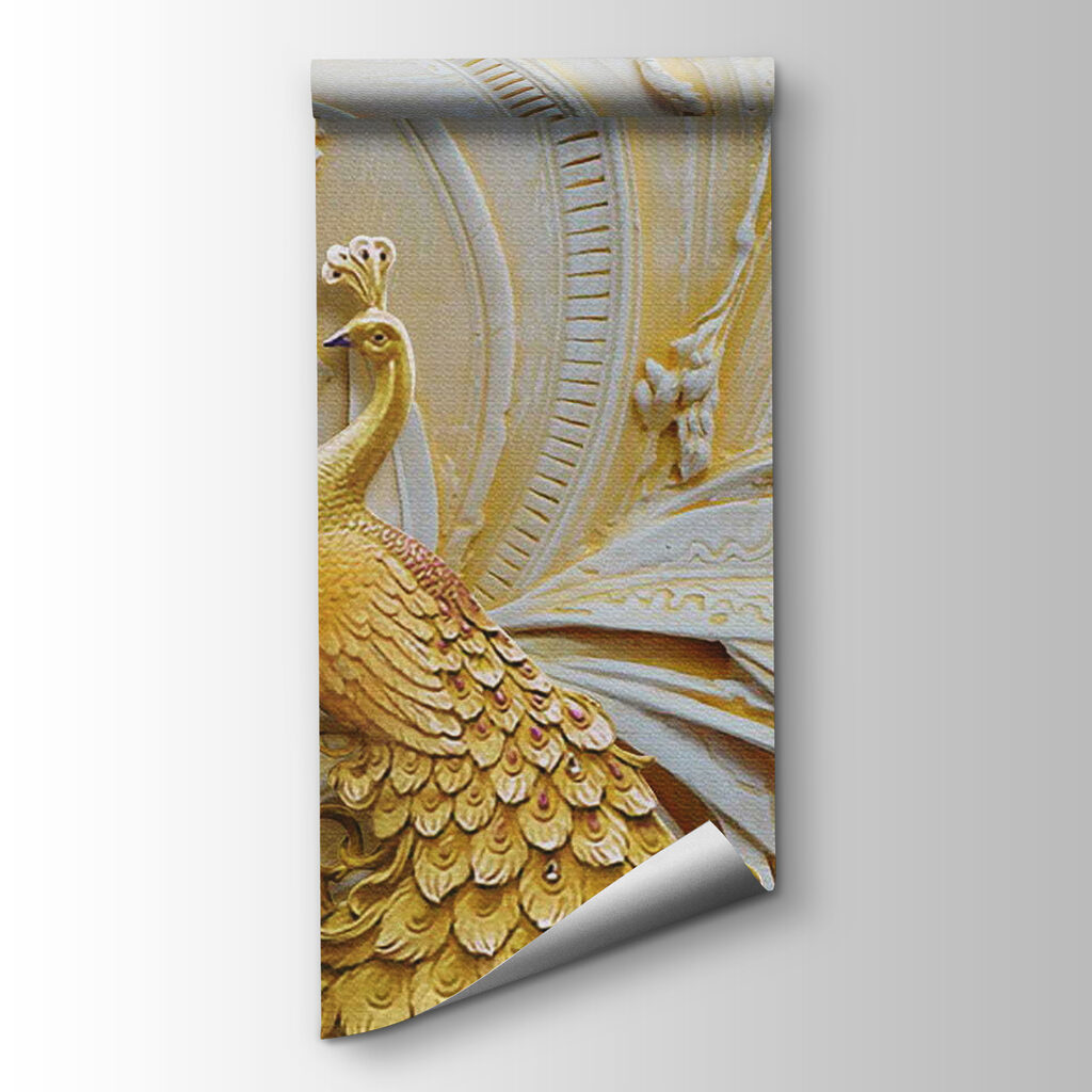 Golden peacocks in relief — product view