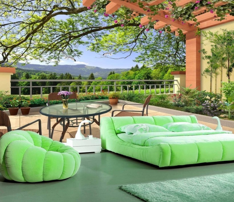 Terrace under a pergola — interior 1