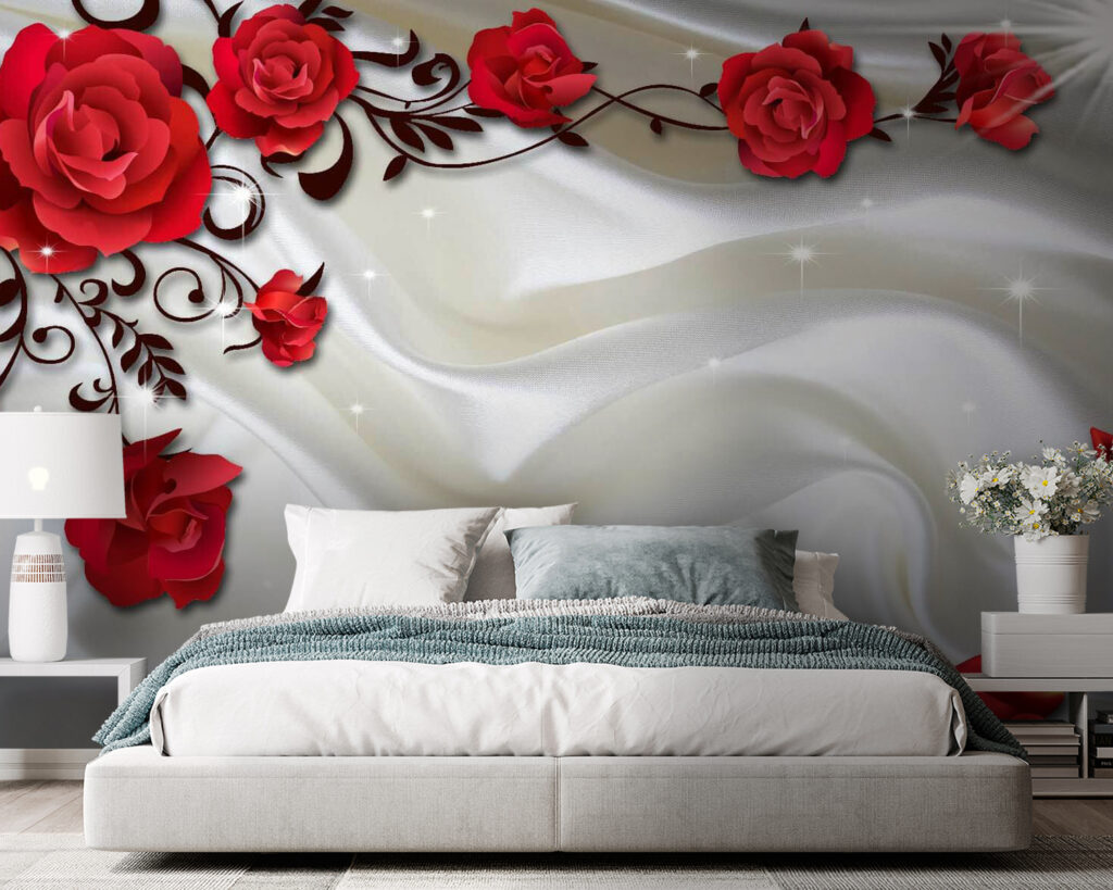Red roses, white folds — interior 1