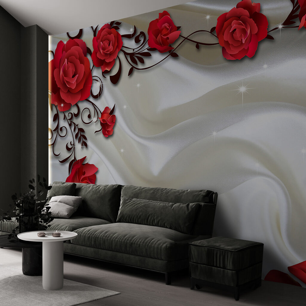 Red roses, white folds — interior 6