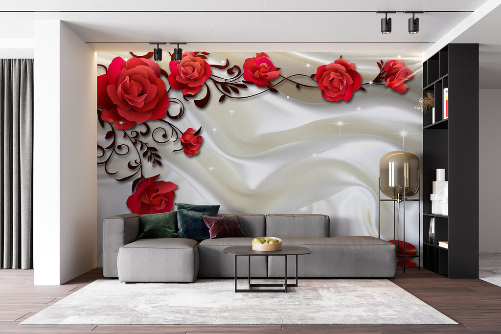 Red roses, white folds — interior 7