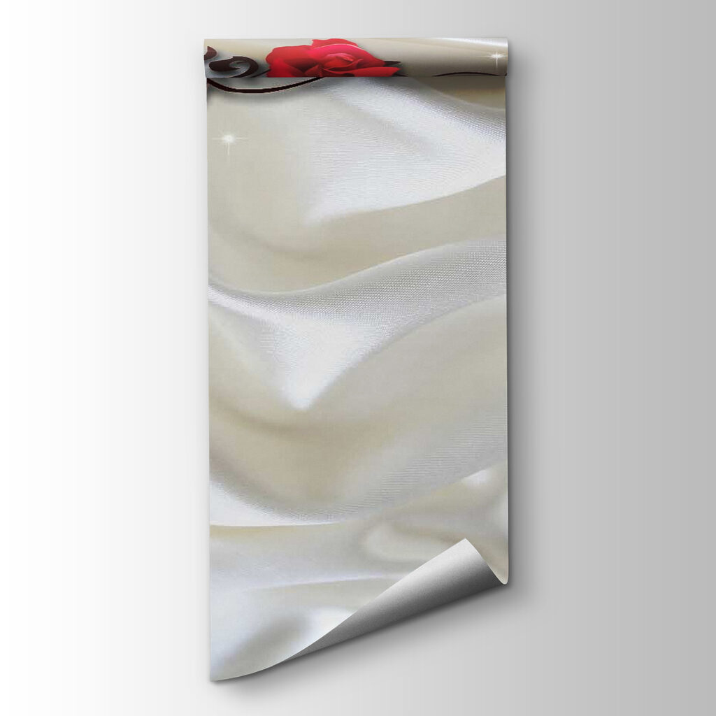 Red roses, white folds — product view